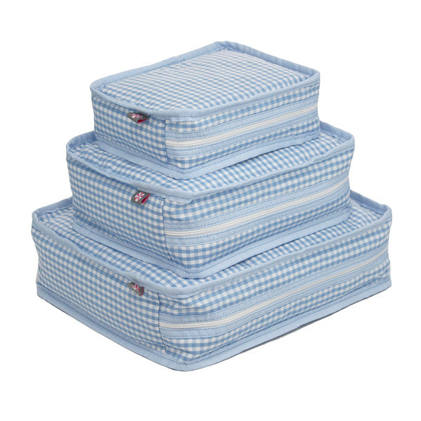 Baby Blue Gingham Packing Cube Stacking Set
