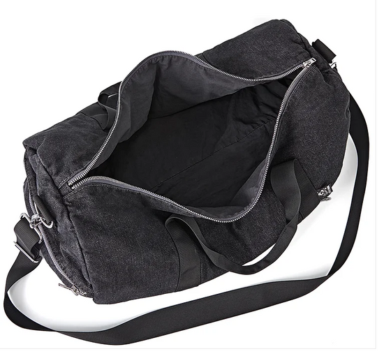 Black Denim Duffel Bag