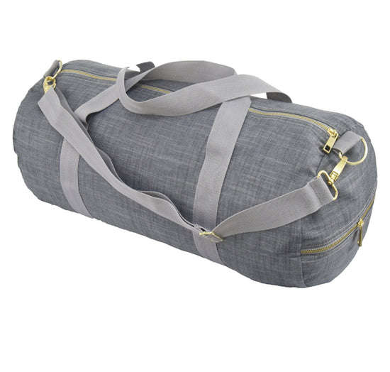 Grey Chambray and Brass Weekend Duffel Bag