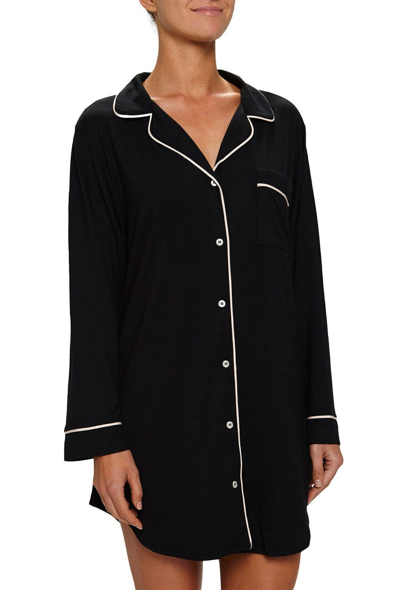 Eberjey Gisele Sleep Shirt Black/Sorbet H1018 - Free Shipping at