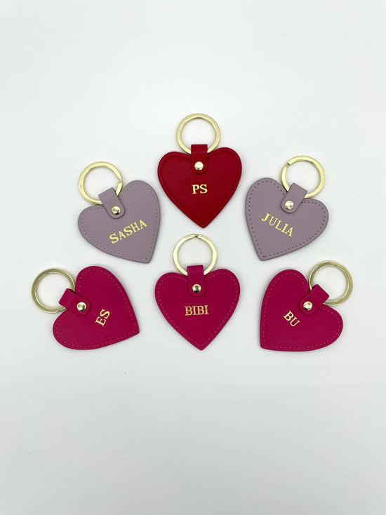 Authentic leather keychains personalized with a gold deboss