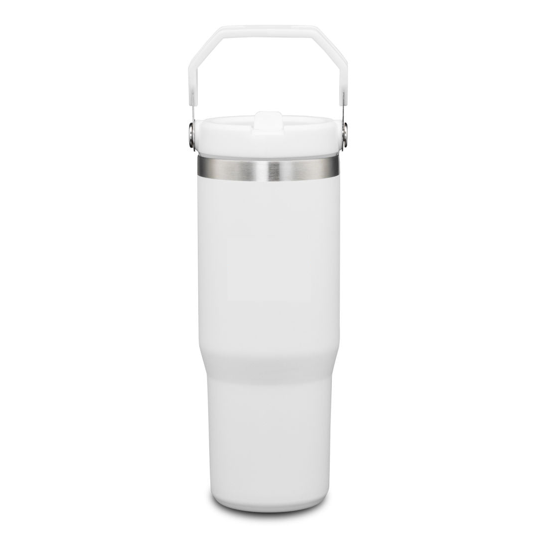 White Revive Straw Lid Water Bottle