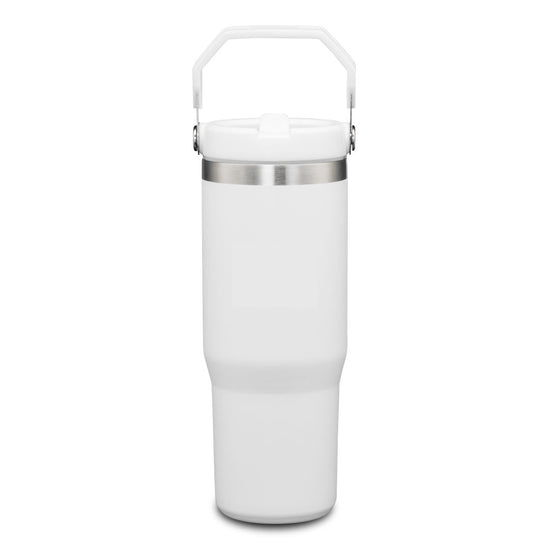 White Revive Straw Lid Water Bottle
