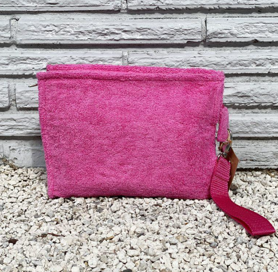 Pink Terry Cloth Makeup Bag