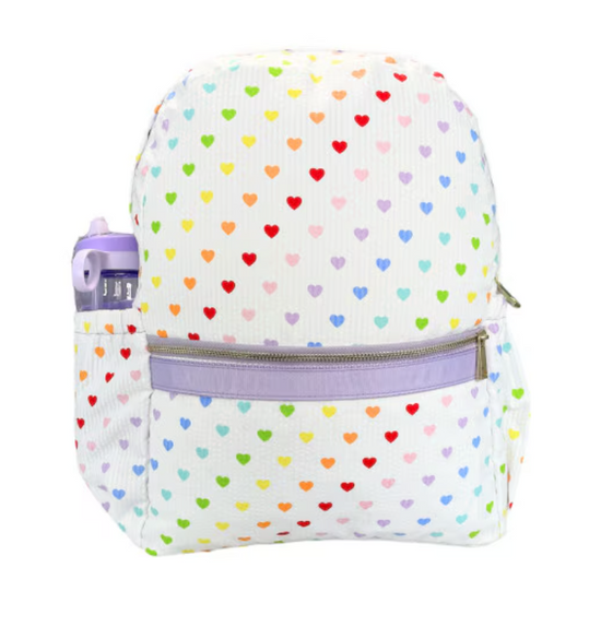 Tiny Hearts Seersucker Medium Backpack