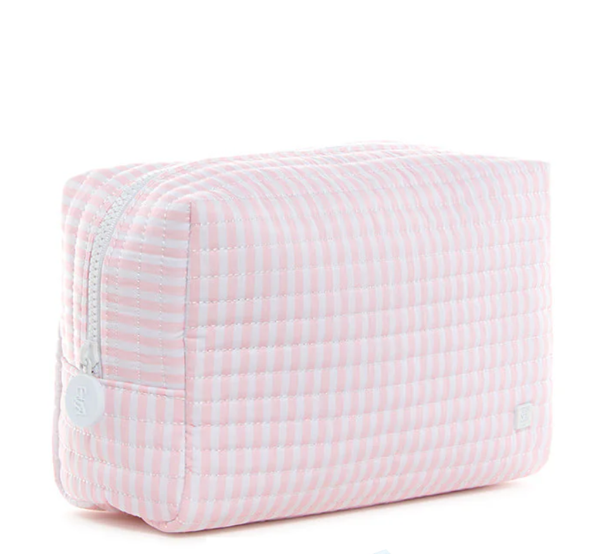 Pink Pimlico Stripe Quilted Everyday Toiletry Bag