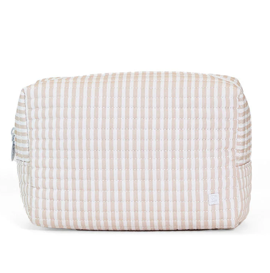 Sand Pimlico Stripe Quilted Everyday Toiletry Bag