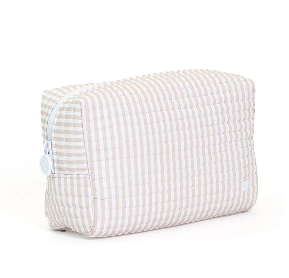Sand Pimlico Stripe Quilted Everyday Toiletry Bag