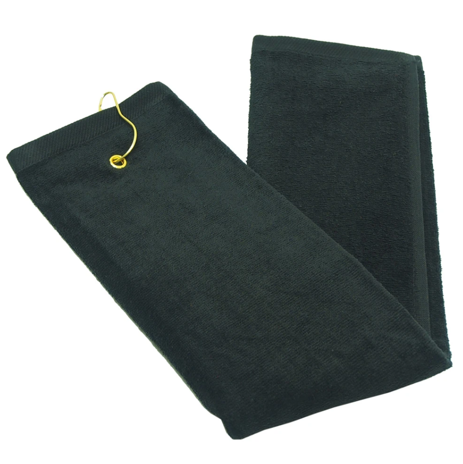Black Tri-Fold Golf Towel