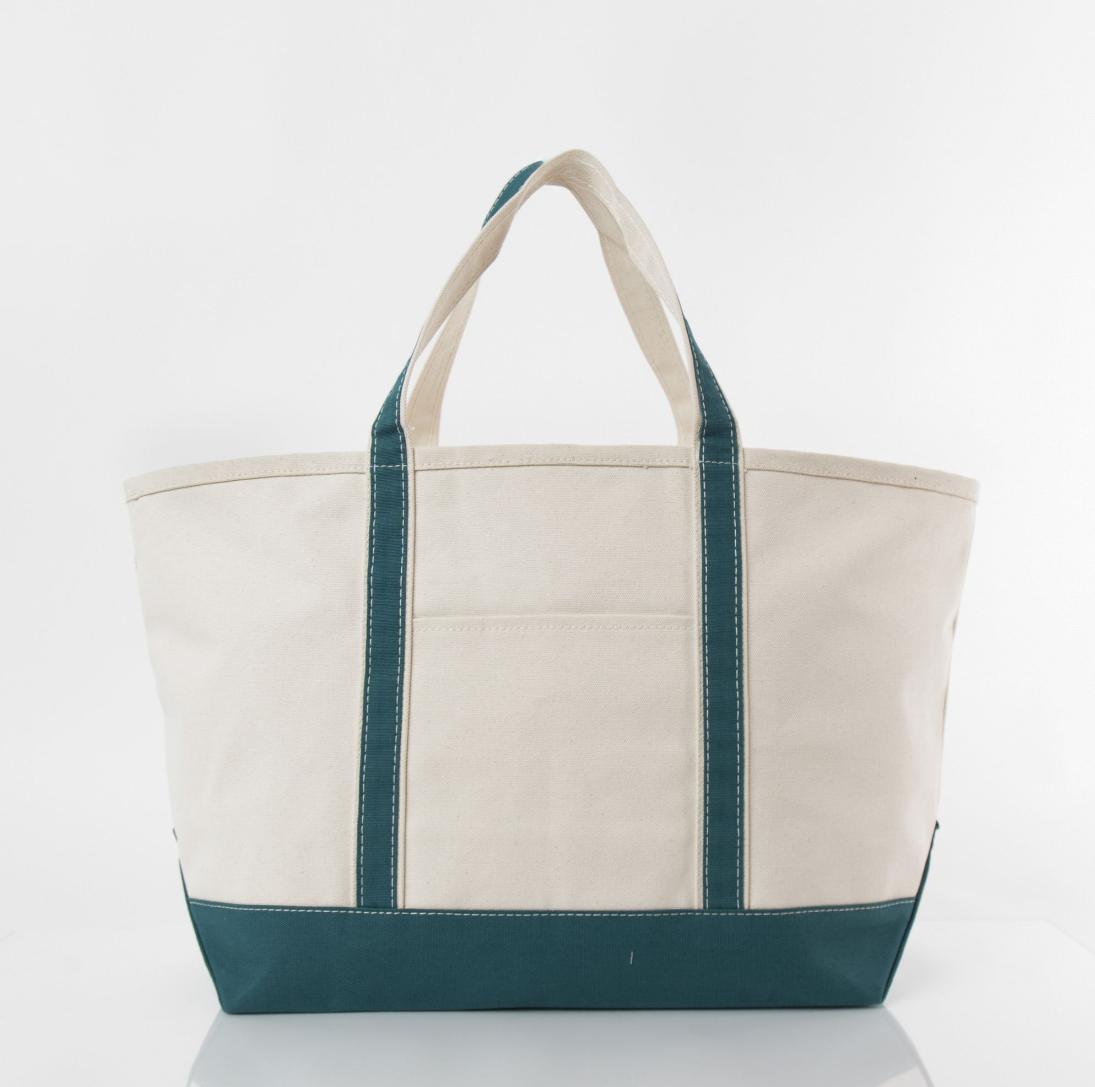 Teal Large Zippered Tote Bag