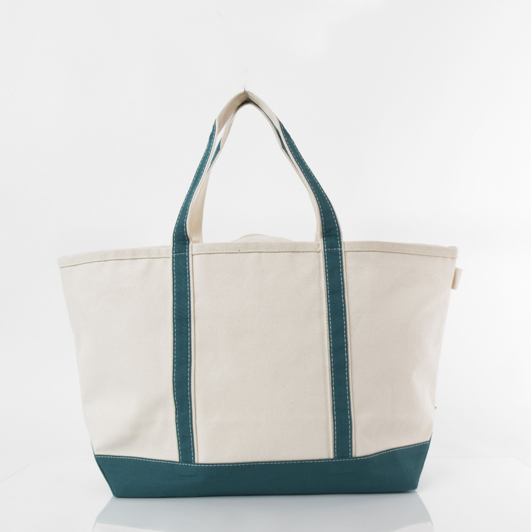 Teal Large Zippered Tote Bag