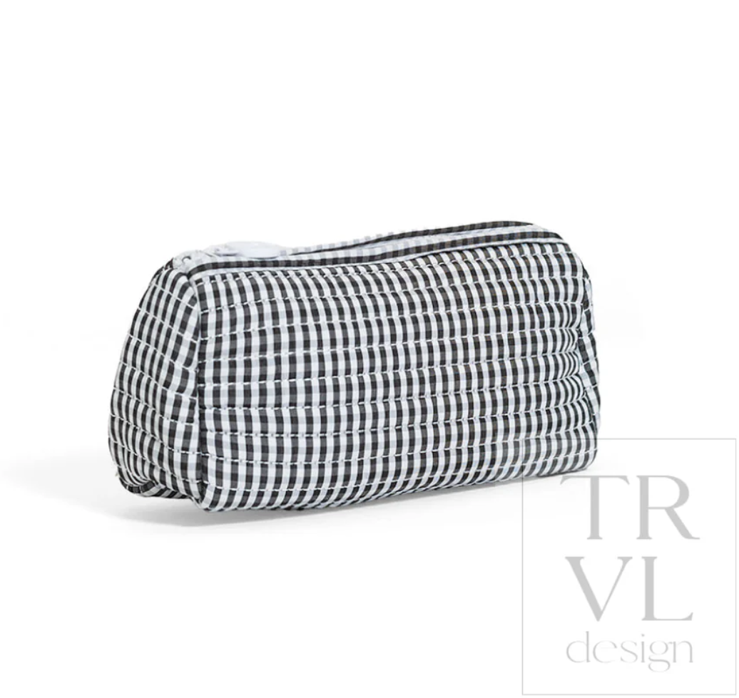 Black Gingham Quilted Pochette Bag