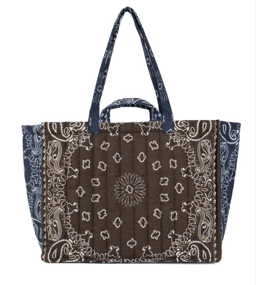 Bandana Quilted Tote - Brown