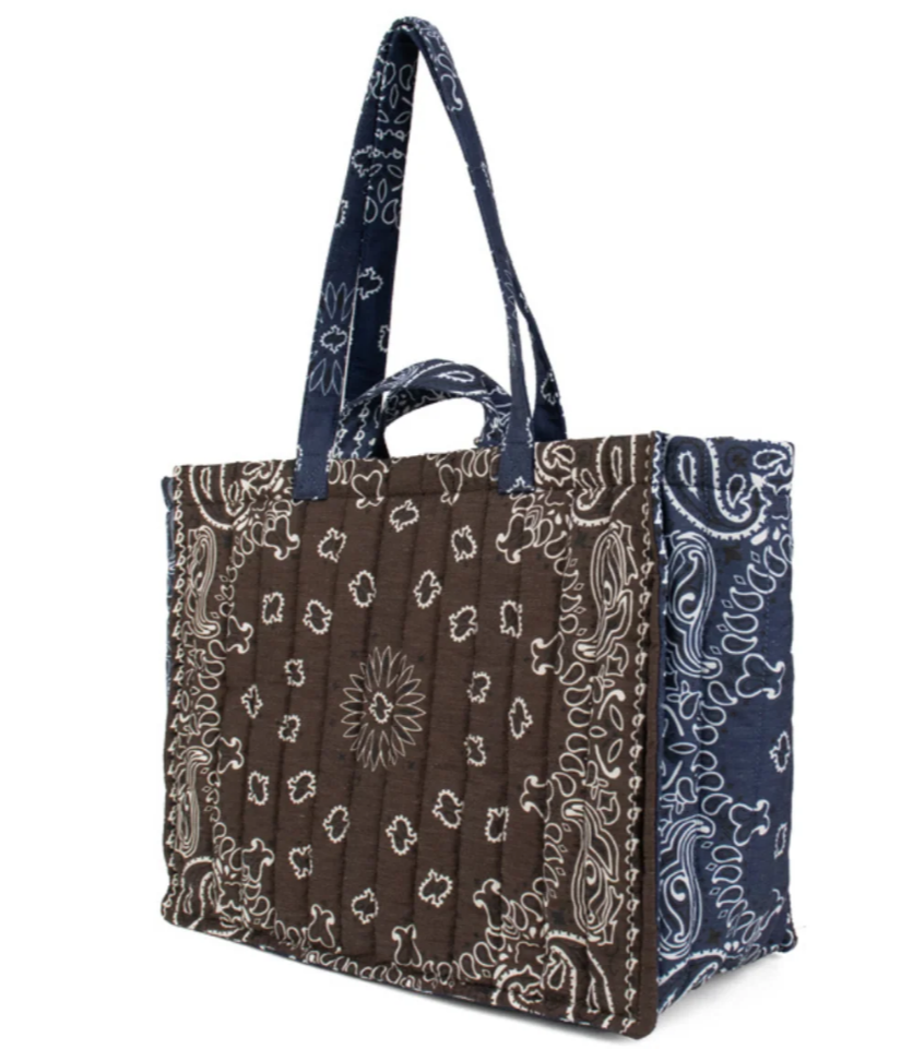 Bandana Quilted Tote - Brown