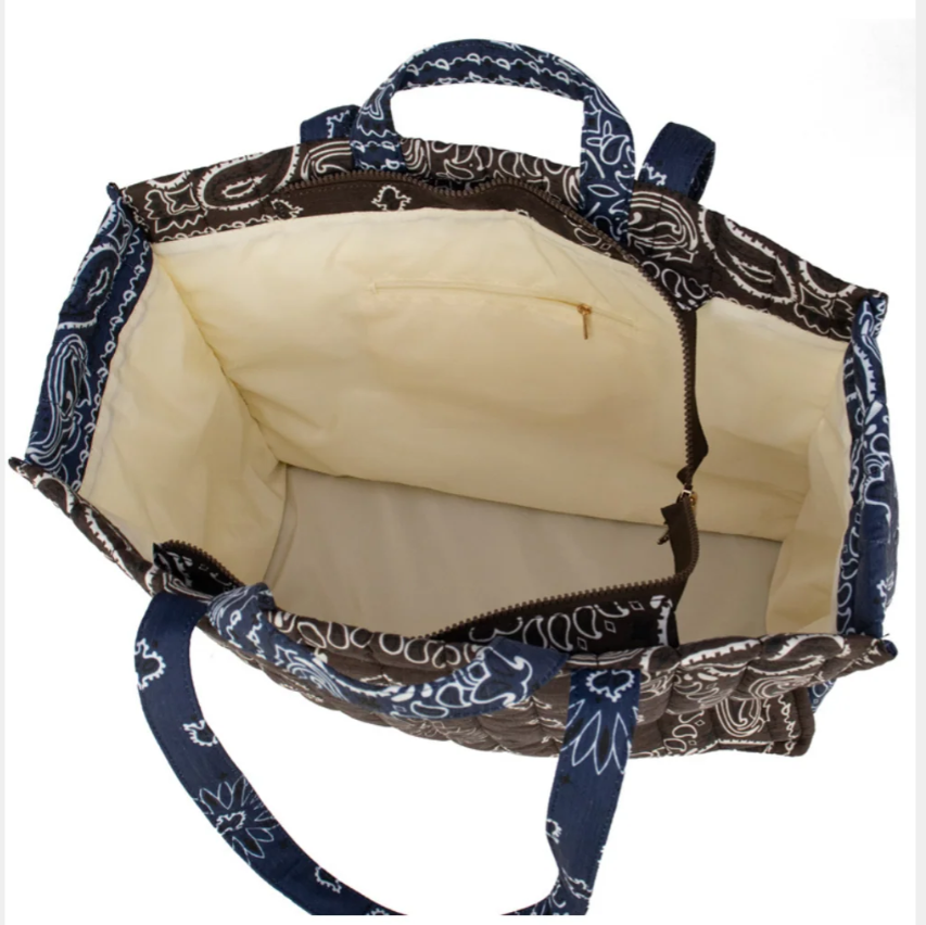 Bandana Quilted Tote - Brown