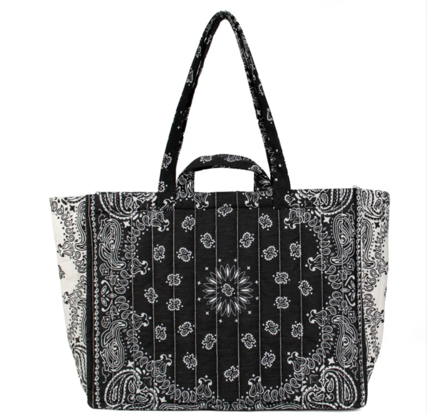 Bandana Quilted Tote - Black