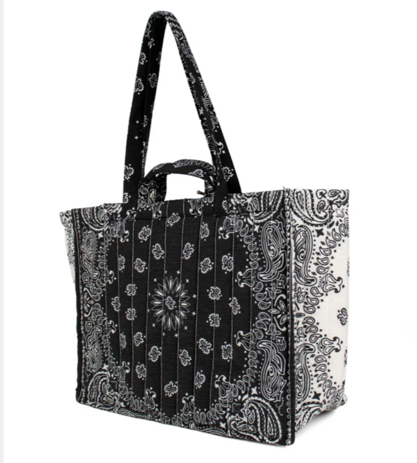 Bandana Quilted Tote - Black