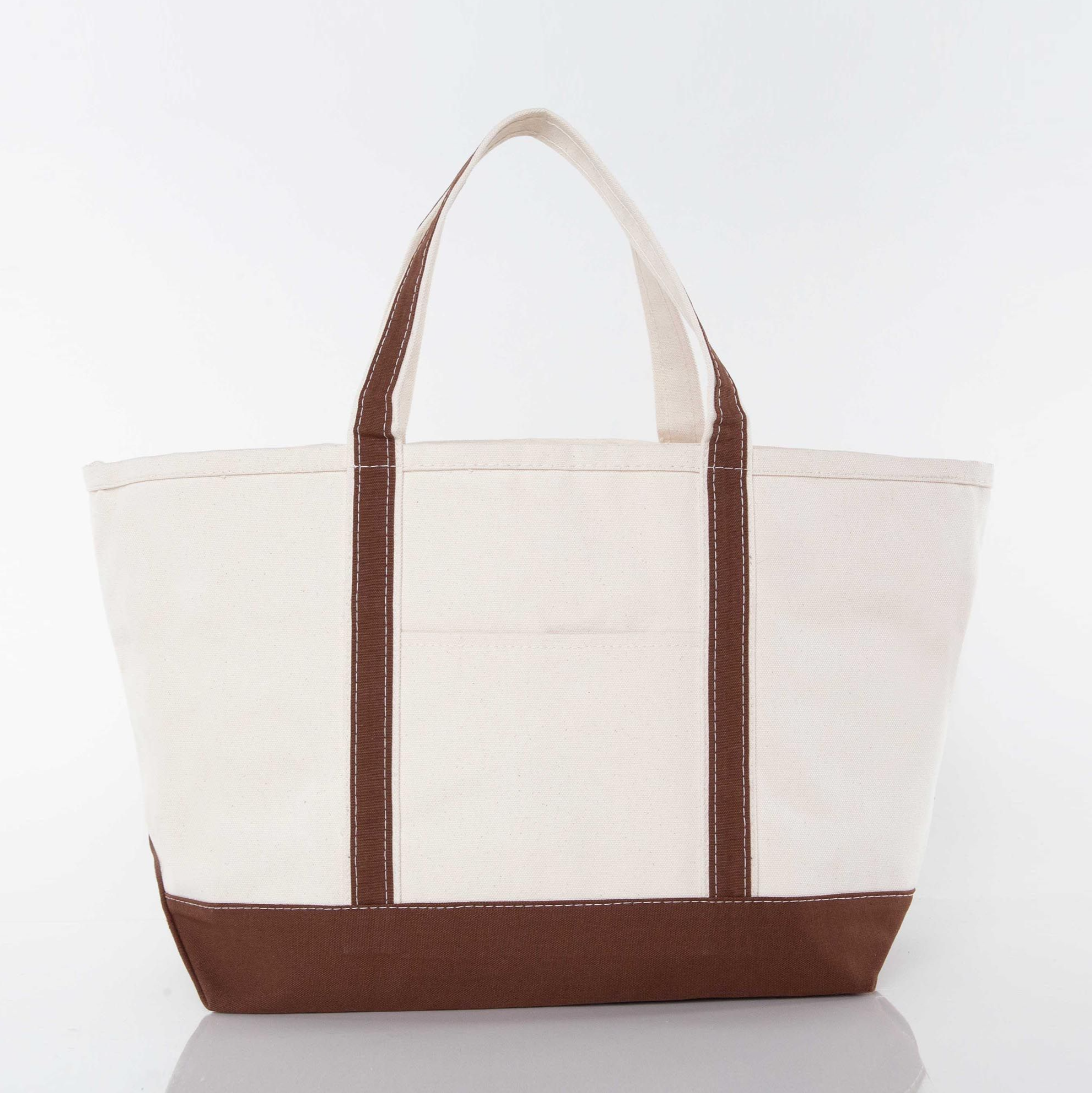 Brown Large Zippered Tote Bag