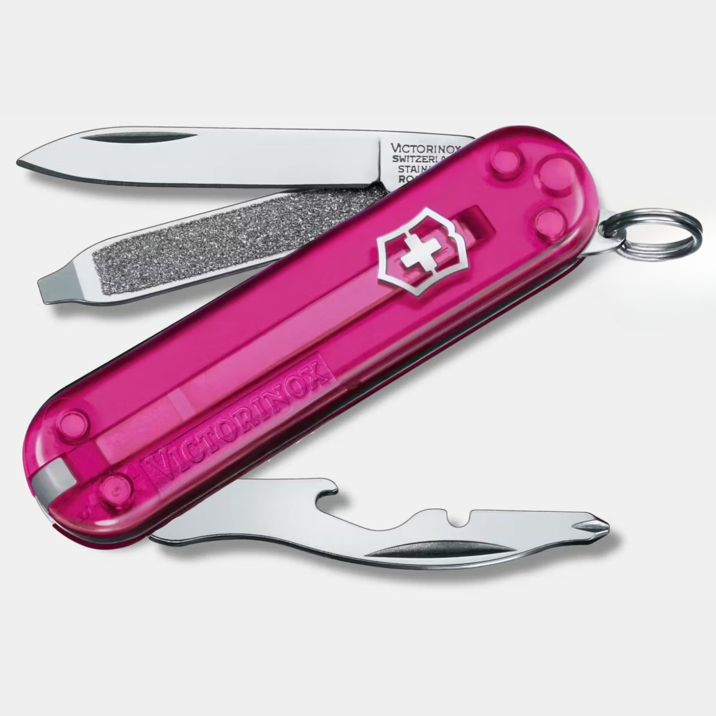 Clear Pink Rally Swiss Army Knife