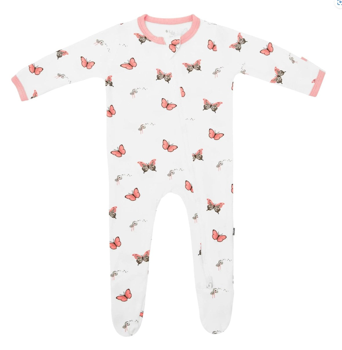 Load image into Gallery viewer, Butterfly Zippered Footie
