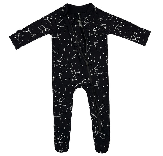 Load image into Gallery viewer, Midnight Constellation Zippered Footie
