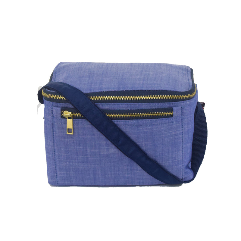 Navy Chambray and Brass Rectangle Lunch Box