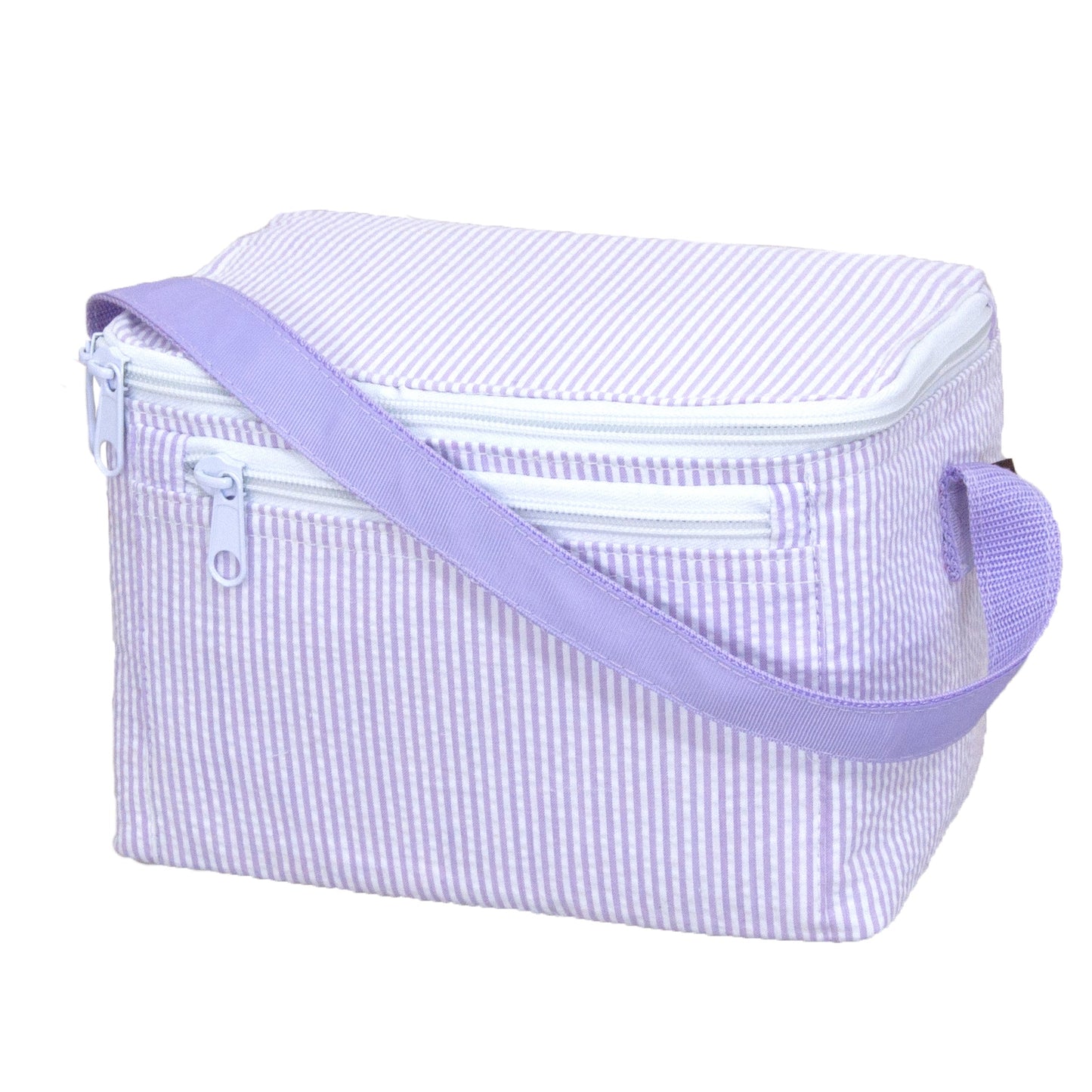 Load image into Gallery viewer, Lilac Seersucker Rectangle Lunch Box
