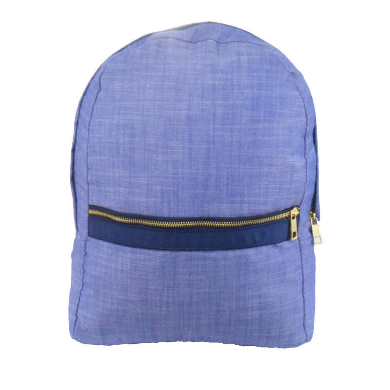 Navy Chambray and Brass Medium Backpack