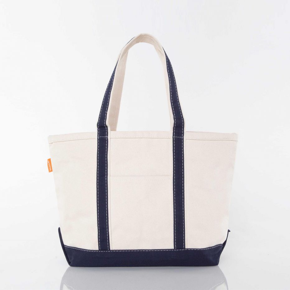Navy Large Zippered Tote Bag