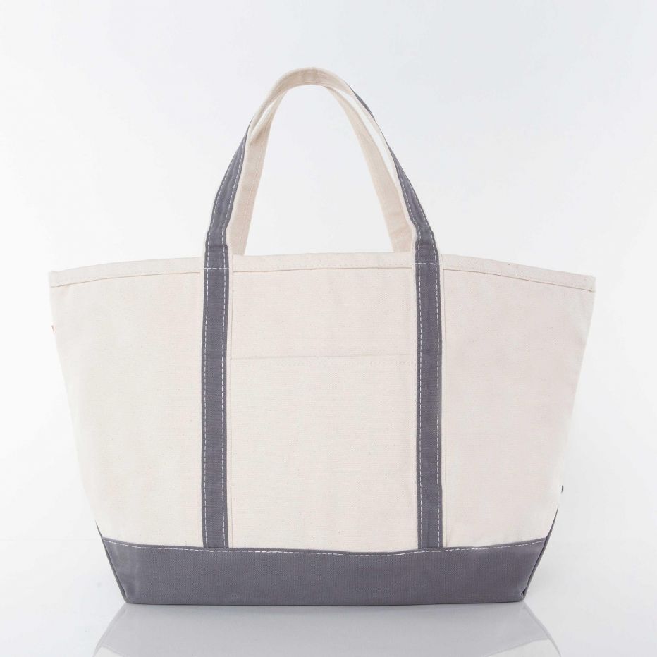 Grey Large Zippered Tote Bag