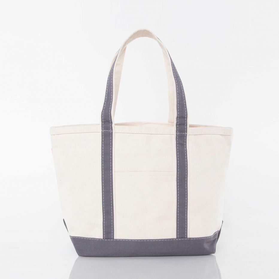 Grey Medium Zippered Tote Bag