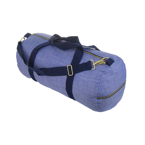 Navy Chambray and Brass Weekend Duffel Bag
