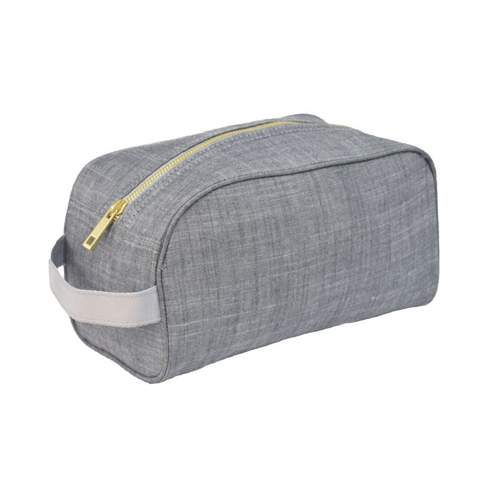 Grey Chambray Traveler Toiletry Bag