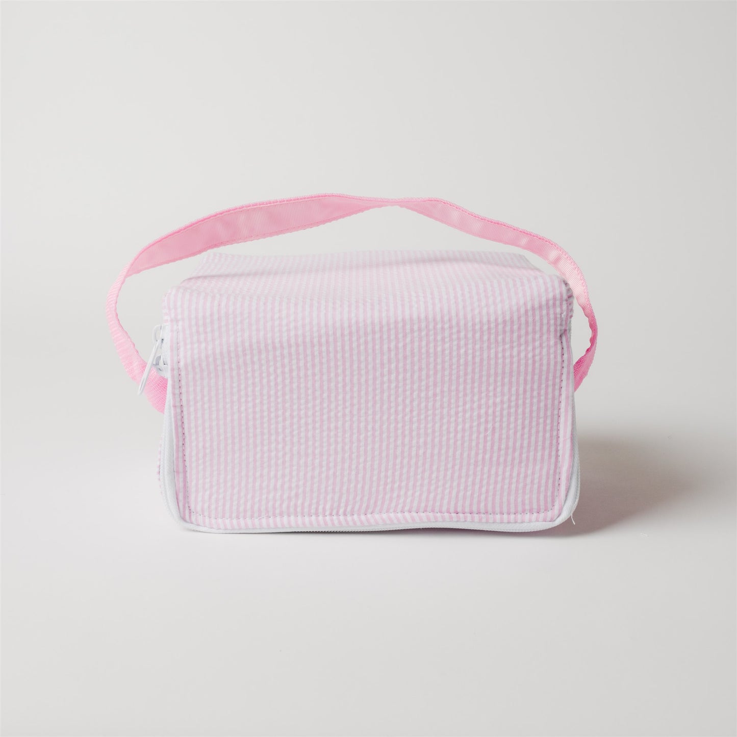 Load image into Gallery viewer, Pink Seersucker Rectangle Lunch Box
