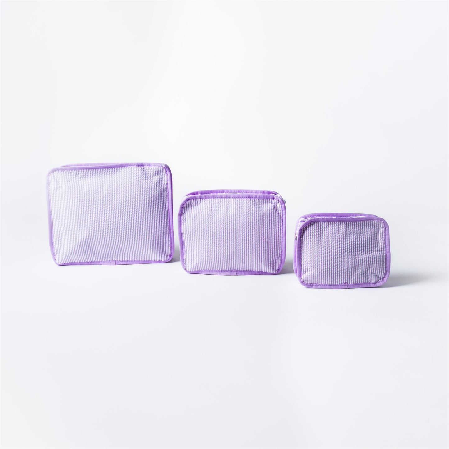 Load image into Gallery viewer, Lilac Seersucker Packing Cube Stacking Set
