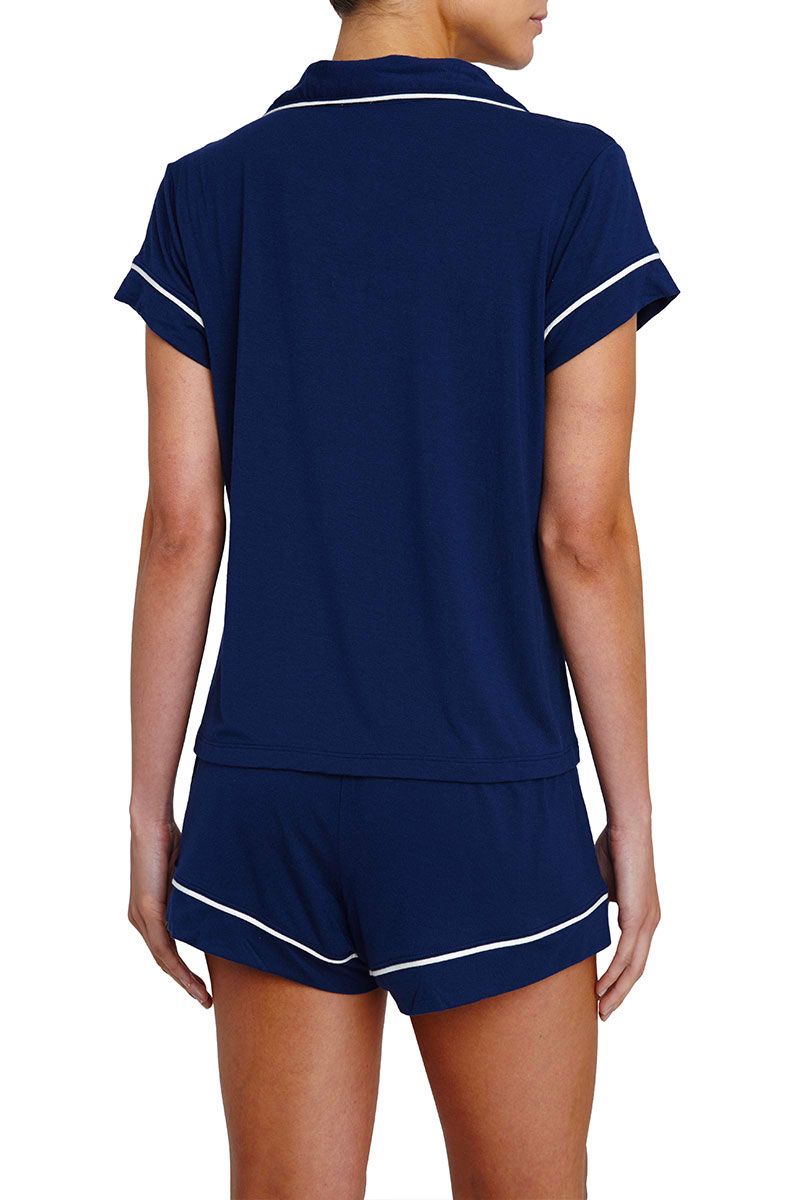 Load image into Gallery viewer, Gisele Navy/Ivory Shortie PJ Set

