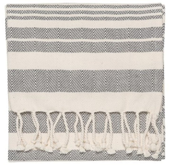 Load image into Gallery viewer, Black Stripe Hammam Hand Towel Set
