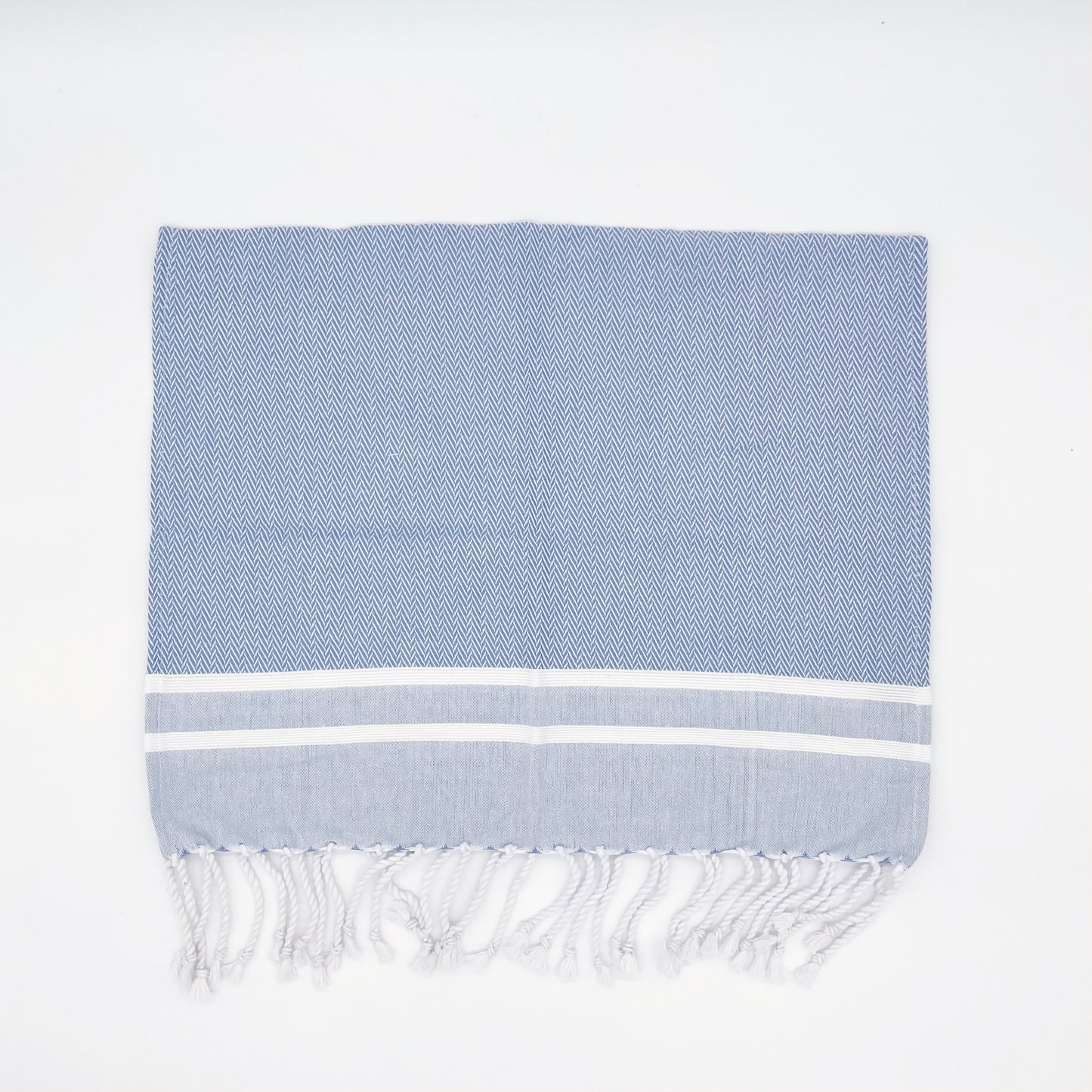 Guest Towel - Blue and White Herringbone