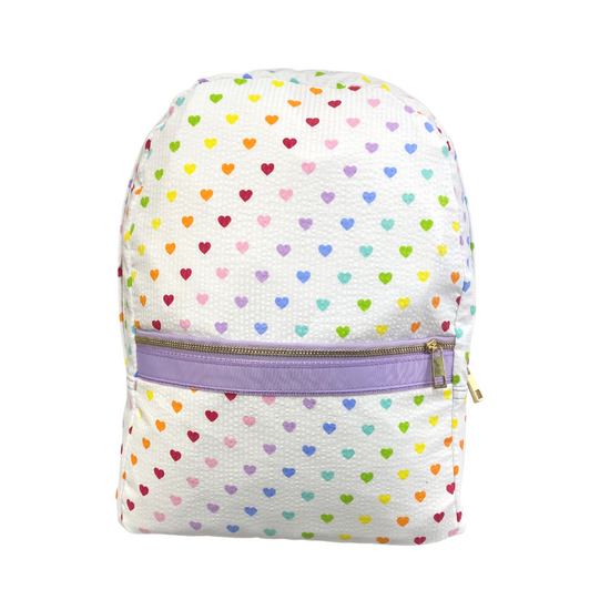 Tiny Hearts Seersucker Medium Backpack