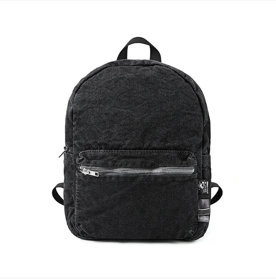 Black Denim Large Backpack