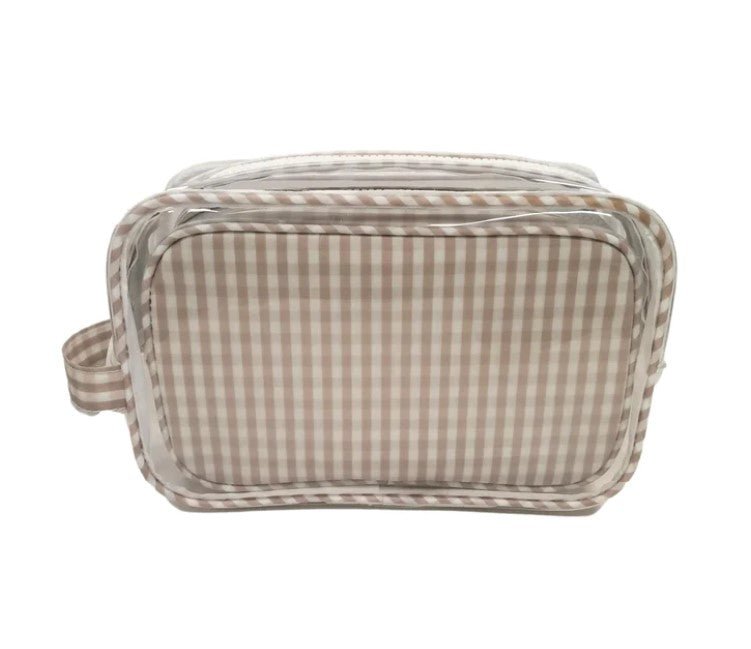 Load image into Gallery viewer, Khaki Gingham Duo Toiletry Set

