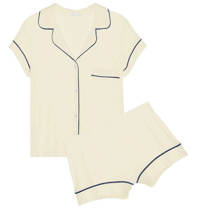 Gisele Ivory/Navy Shortie PJ Set - Main Image