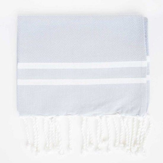 Guest Towel - Grey and White Herringbone
