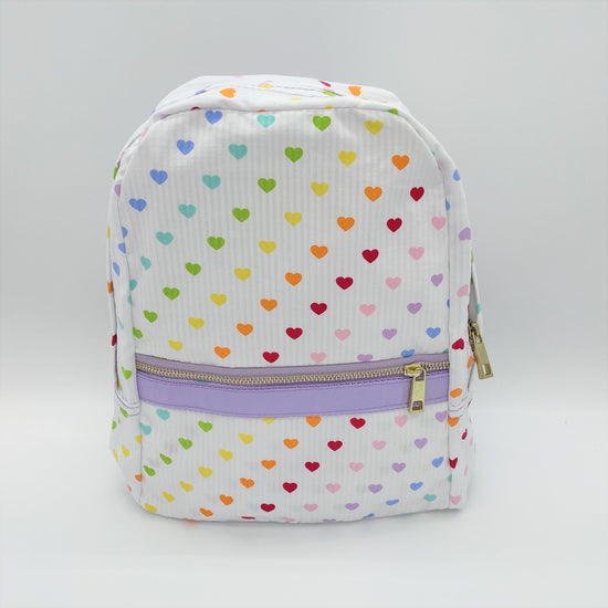 Load image into Gallery viewer, Tiny Hearts Seersucker Toddler Backpack
