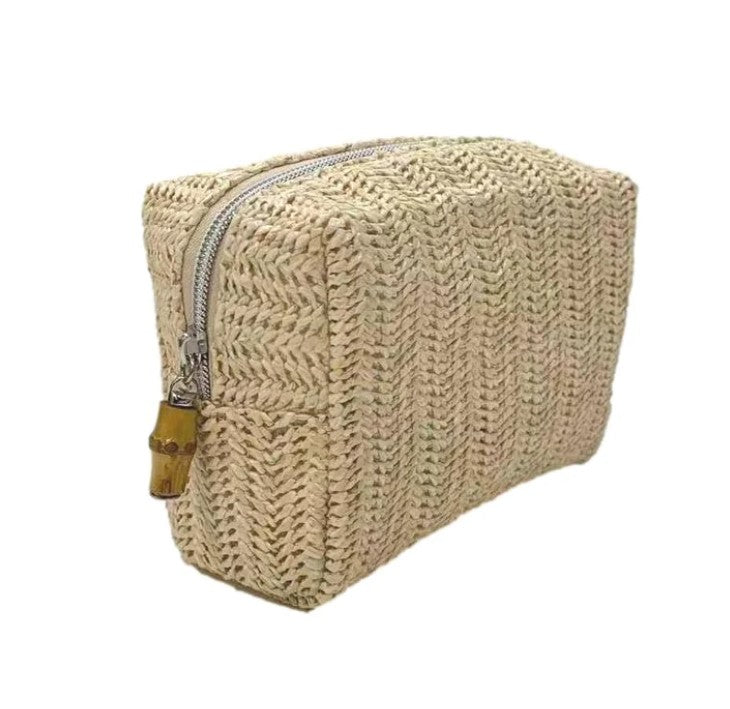 Load image into Gallery viewer, Straw Sand Mini On Board Makeup Bag

