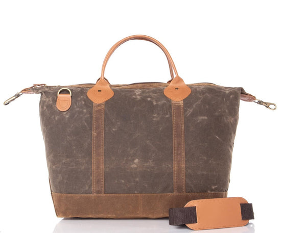 Load image into Gallery viewer, Olive and Khaki Waxed Weekender
