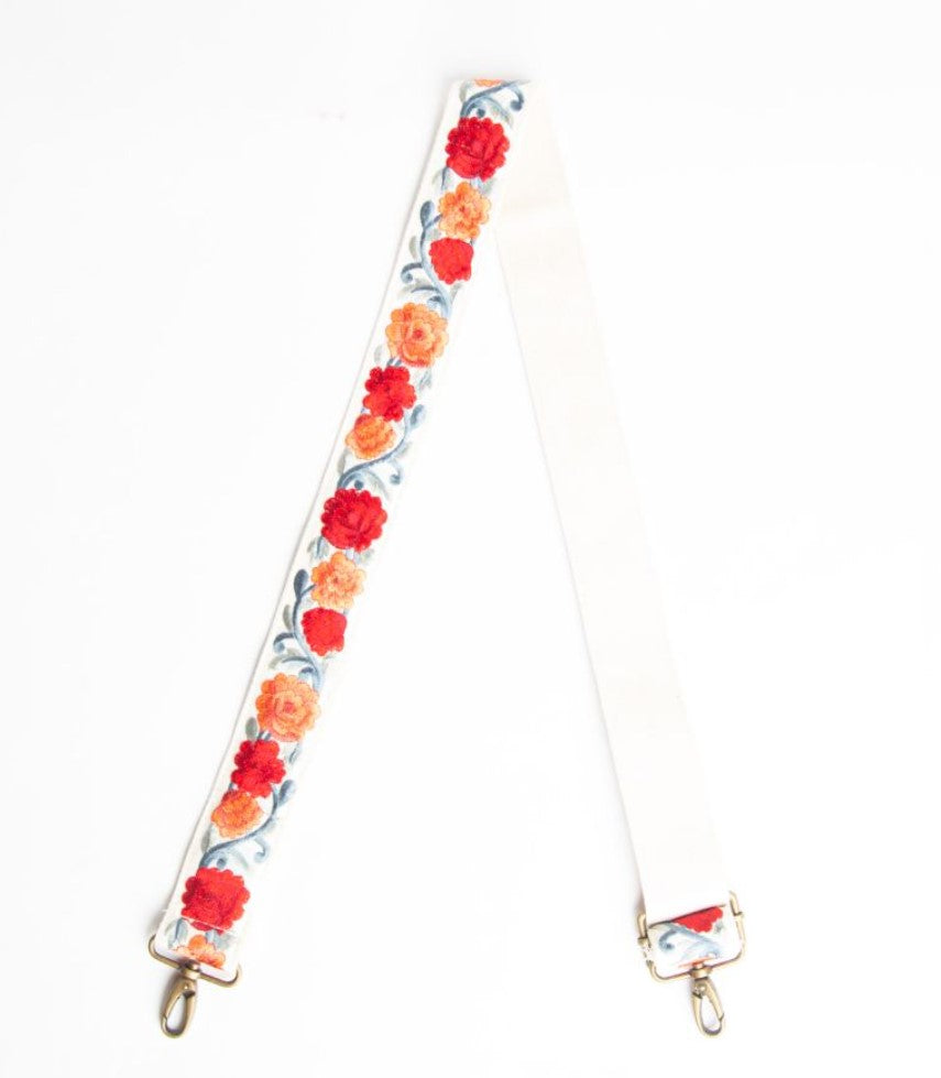 Embroidered Floral Crossbody Strap