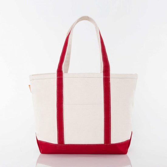 Red Medium Zippered Tote Bag