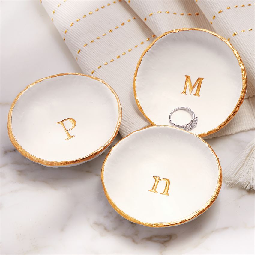 Load image into Gallery viewer, Gold Foil Initial Trinket Tray
