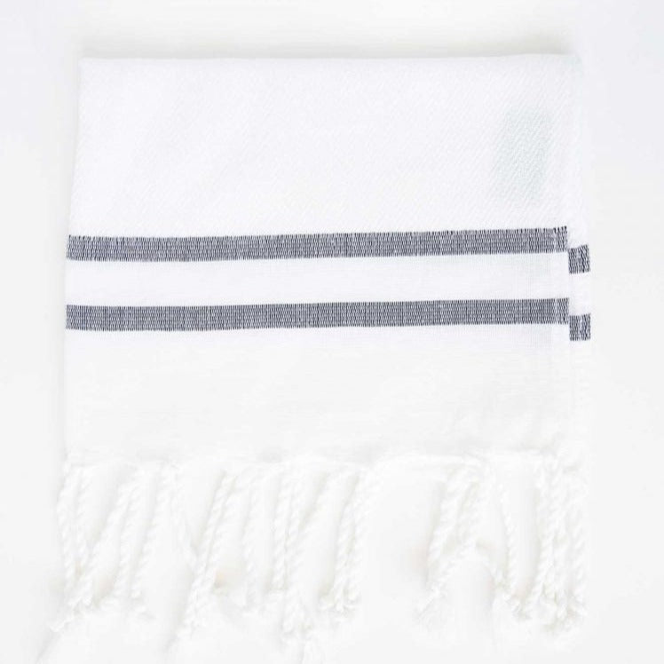 Guest Towel - White and Black Herringbone